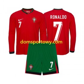 Koszulka Portugalia Ronaldo 7 Dziecięcy Domowe Koszulki Piłkarskie Euro 2024 Długi Rękaw